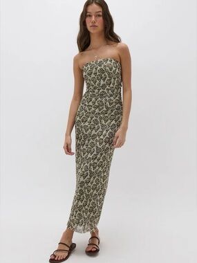 Ghanda Kellikoa Floral Odessa Mesh
Strapless Maxi Dress Size L NWOT